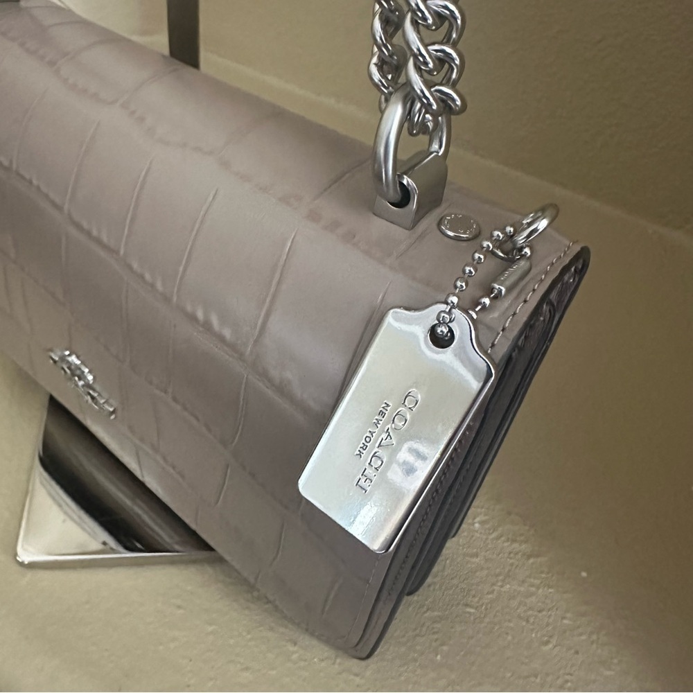 Coach Klare Beige Croc-Embossed Crossbody shoulder Bag - Picture 11 of 15